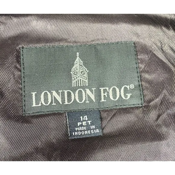 London Fog Size 14 Petite Burgundy Trench Rain Coat Long Zip Out Lining