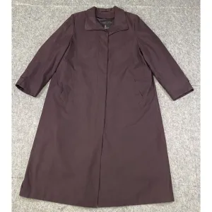 London Fog Size 14 Petite Burgundy Trench Rain Coat Long Zip Out Lining