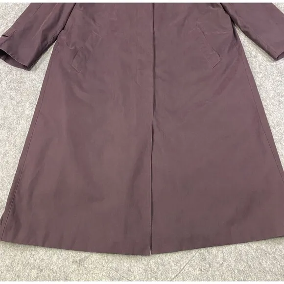 London Fog Size 14 Petite Burgundy Trench Rain Coat Long Zip Out Lining