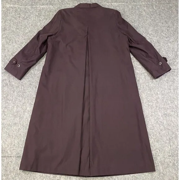 London Fog Size 14 Petite Burgundy Trench Rain Coat Long Zip Out Lining