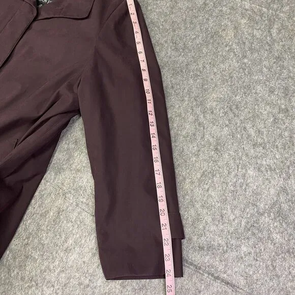 London Fog Size 14 Petite Burgundy Trench Rain Coat Long Zip Out Lining
