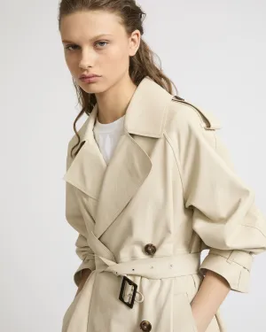 Long belted trench coat in lamb leather