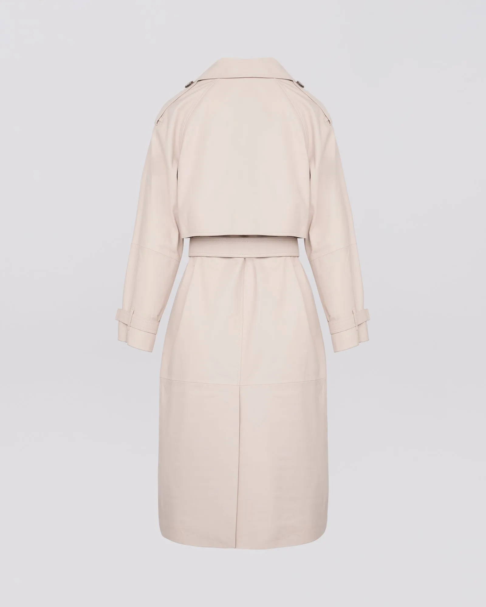 Long belted trench coat in lamb leather