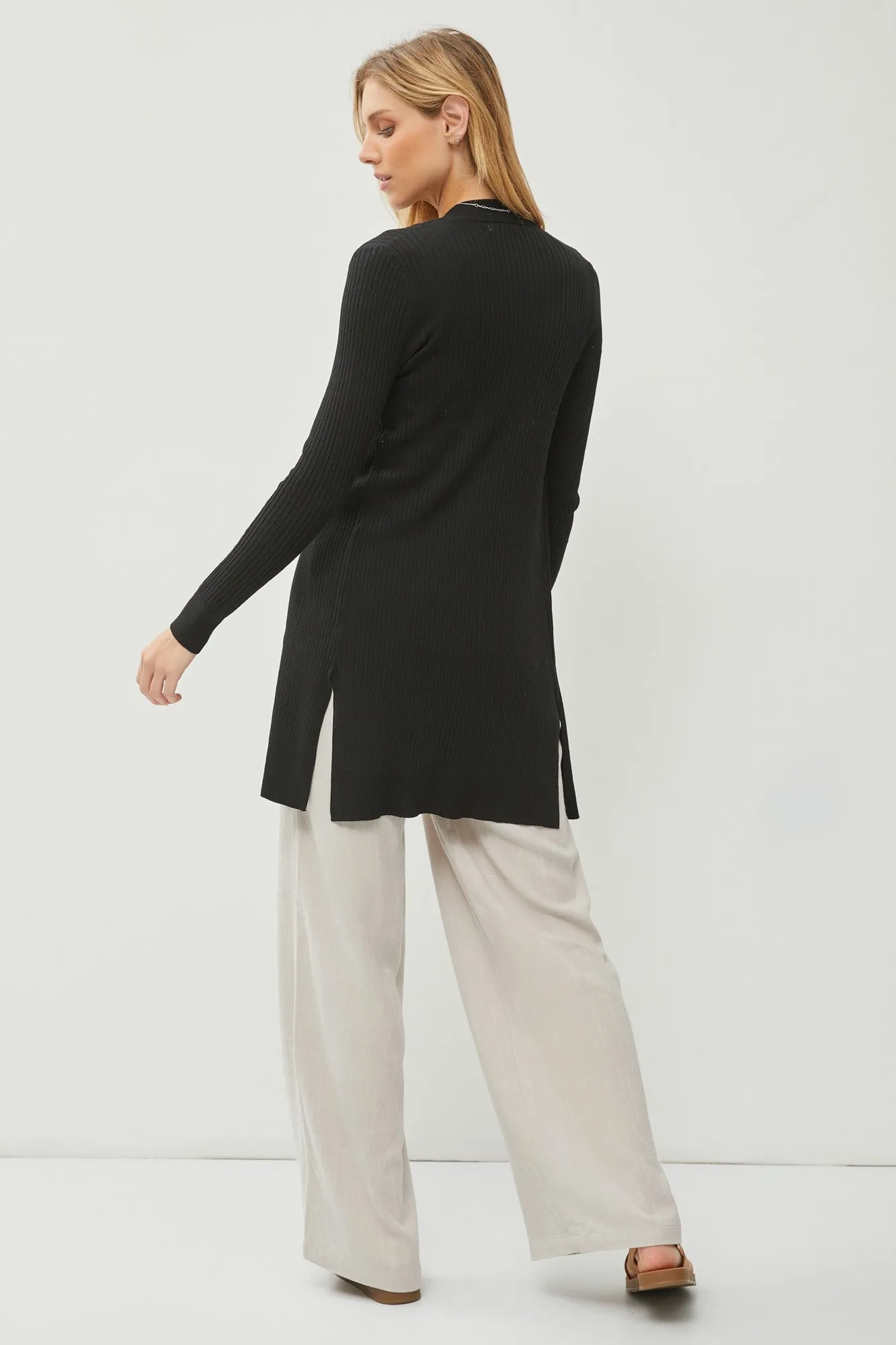LONG RIBBED DUSTER CARDIGAN