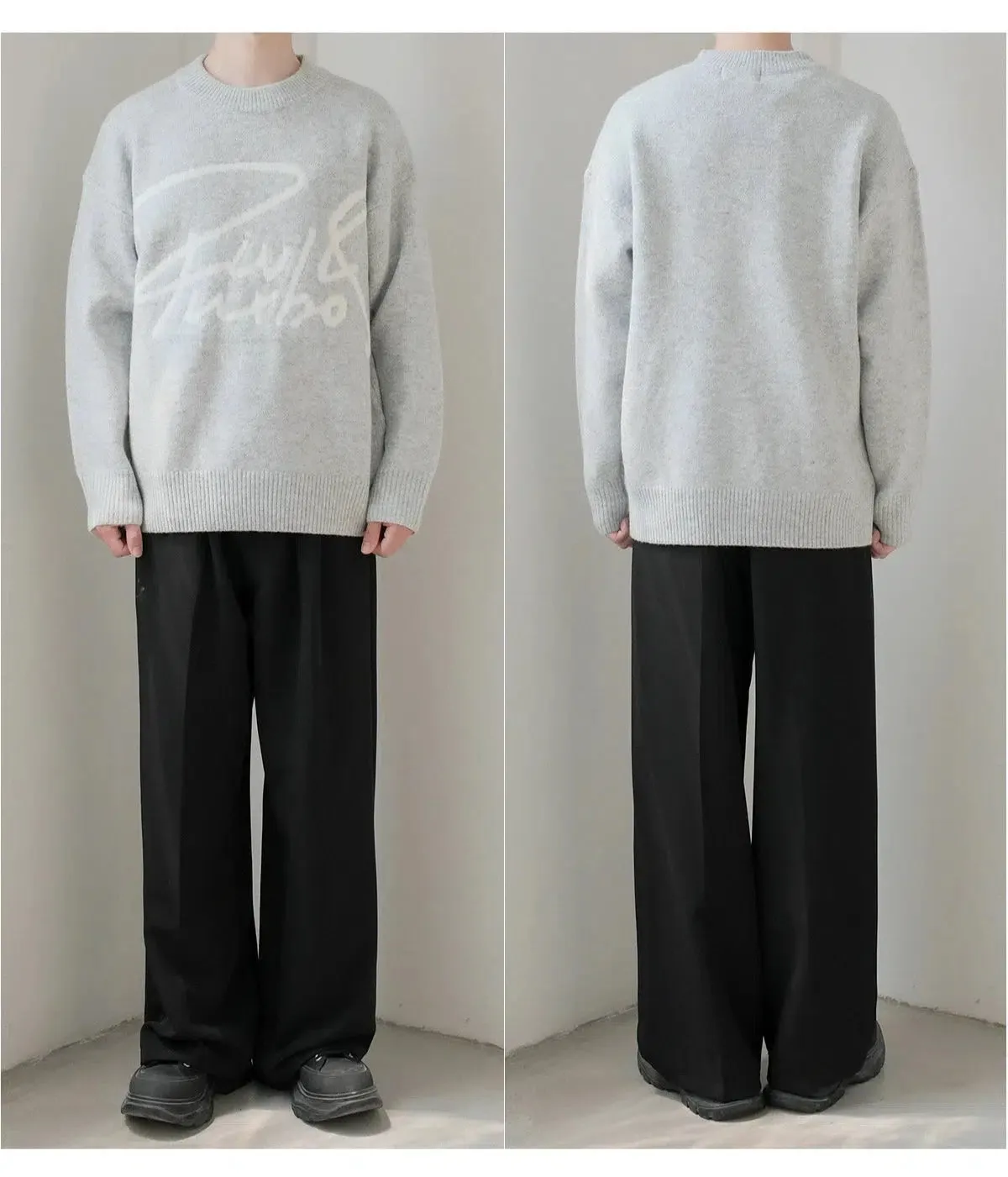 Loose Fit Text Print Sweater