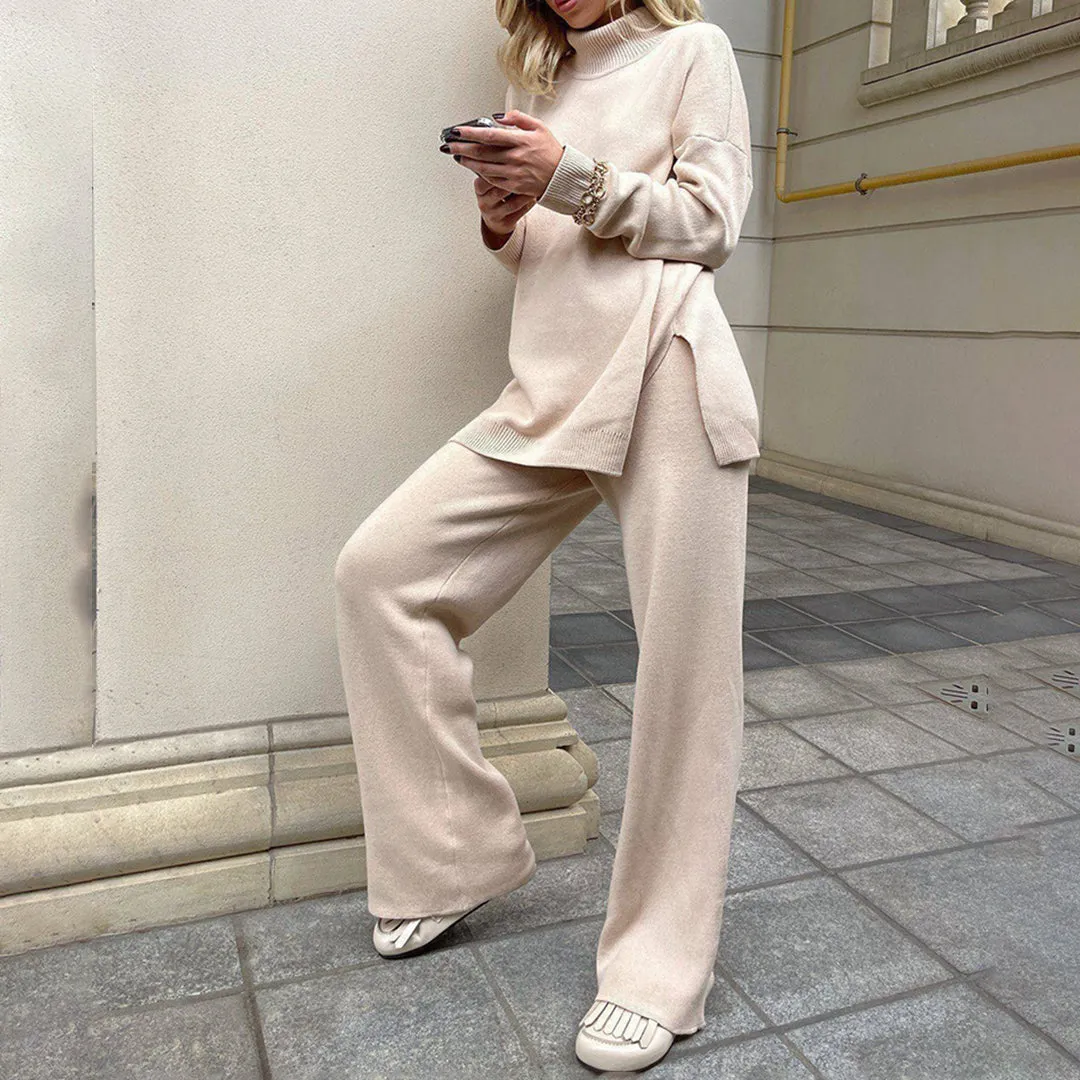 Loose Knitted Women's Sweater with High Neck