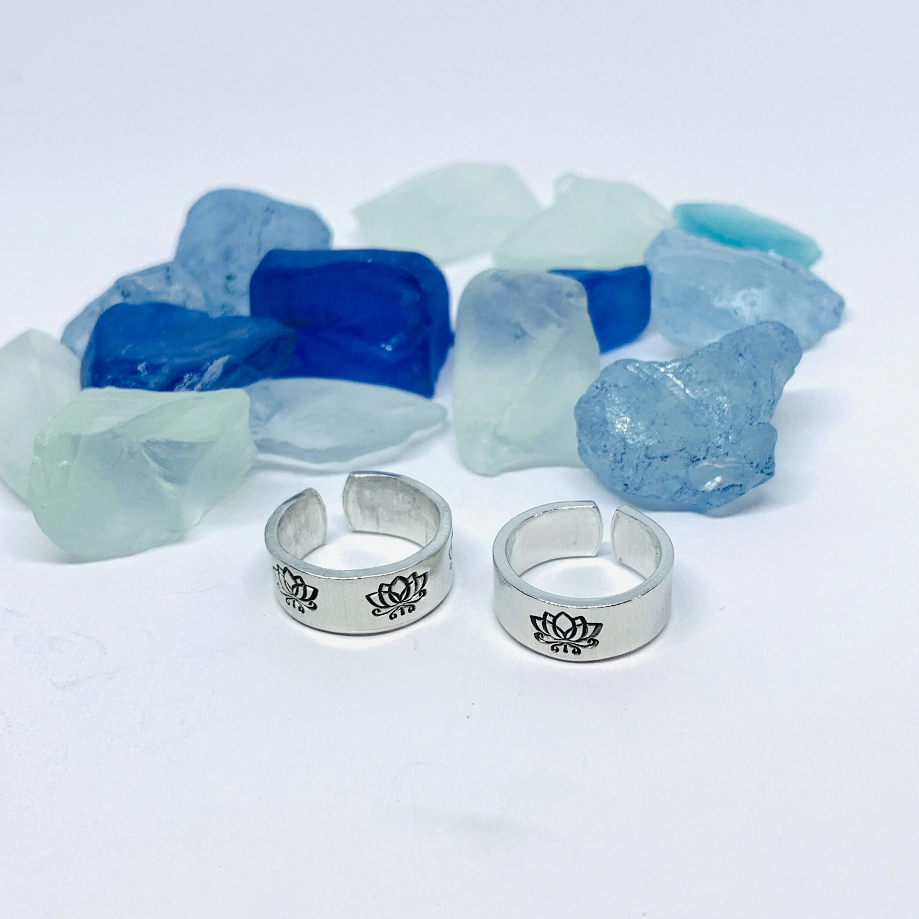 Lotus Flowers(s) Hand Stamped Toe Ring | July Birth Flower Ring | Om Minimalist Toe Ring | Mother Daughter Ring Set | BFFs Rings | Yoga Zen