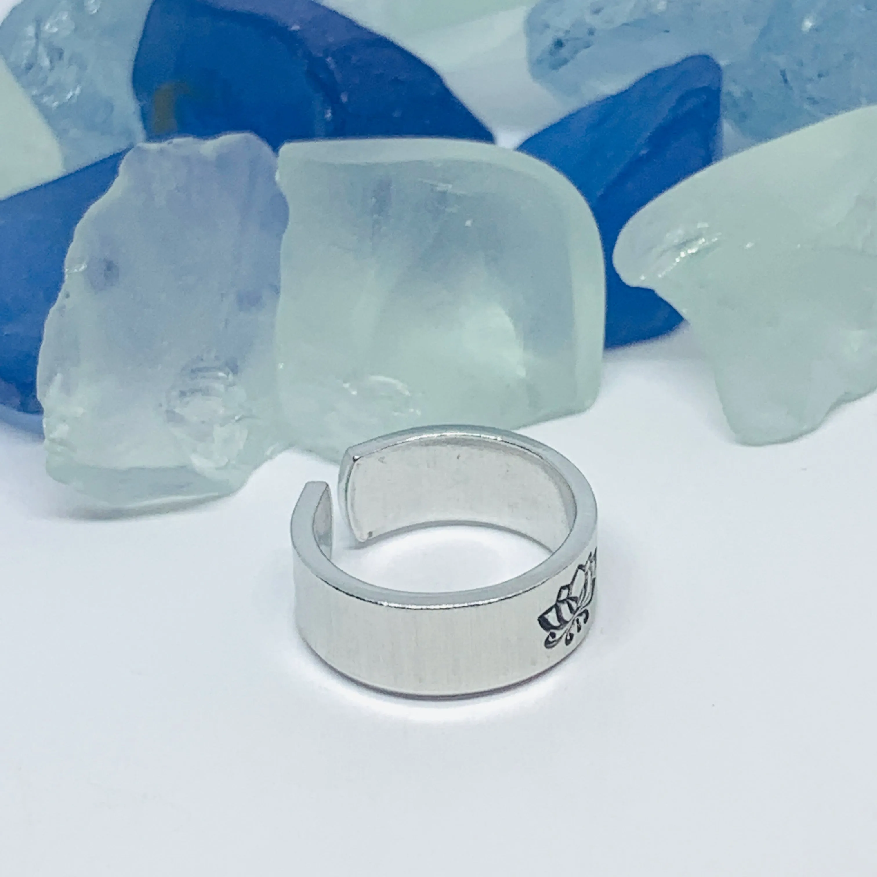 Lotus Flowers(s) Hand Stamped Toe Ring | July Birth Flower Ring | Om Minimalist Toe Ring | Mother Daughter Ring Set | BFFs Rings | Yoga Zen