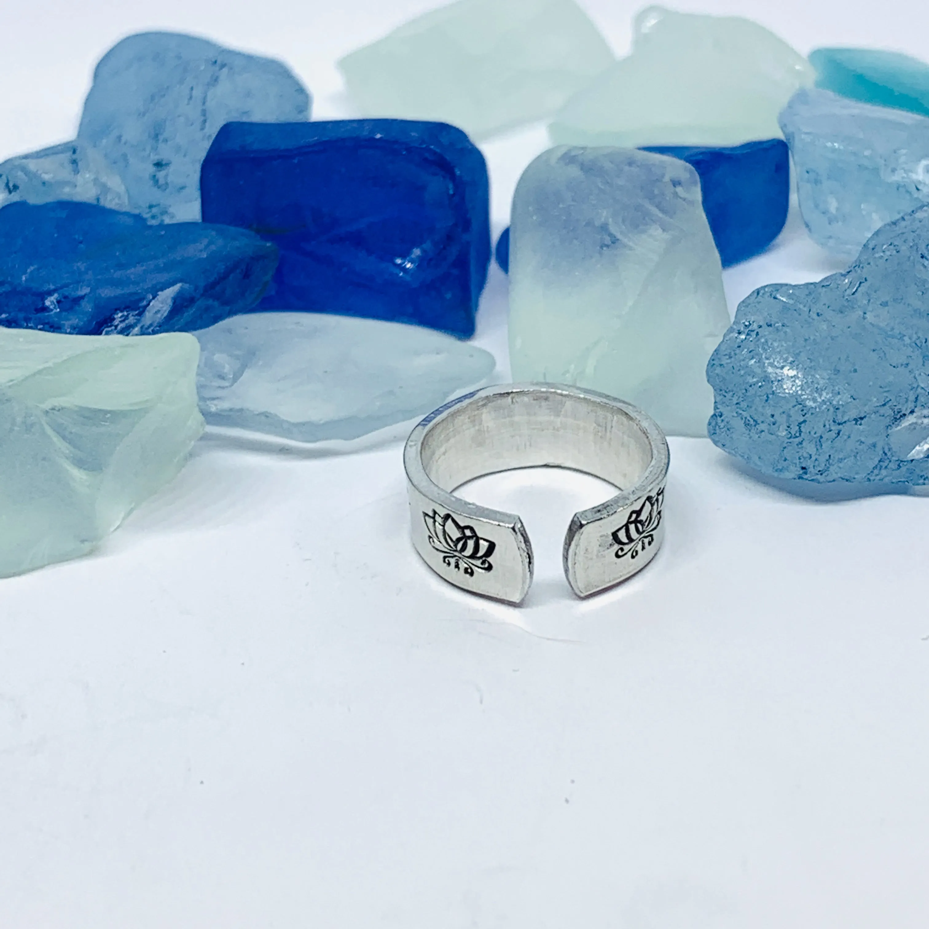 Lotus Flowers(s) Hand Stamped Toe Ring | July Birth Flower Ring | Om Minimalist Toe Ring | Mother Daughter Ring Set | BFFs Rings | Yoga Zen