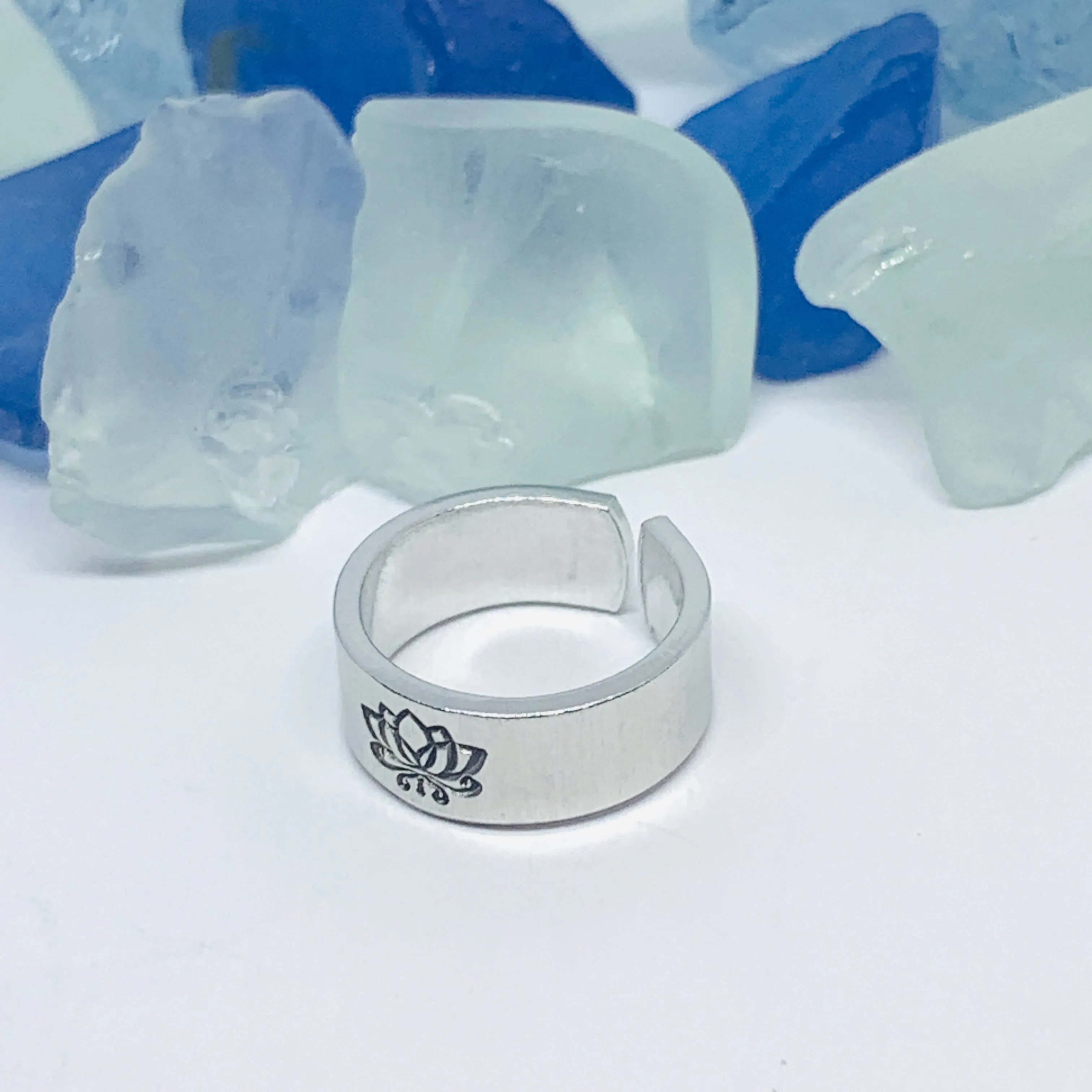Lotus Flowers(s) Hand Stamped Toe Ring | July Birth Flower Ring | Om Minimalist Toe Ring | Mother Daughter Ring Set | BFFs Rings | Yoga Zen