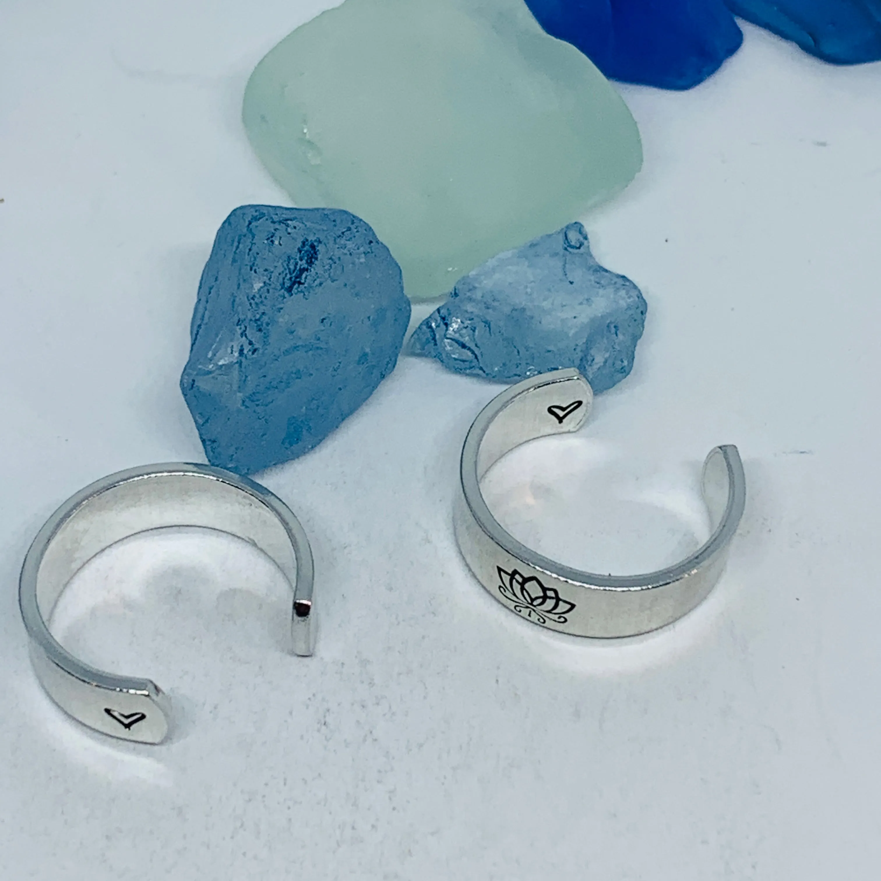 Lotus Flowers(s) Hand Stamped Toe Ring | July Birth Flower Ring | Om Minimalist Toe Ring | Mother Daughter Ring Set | BFFs Rings | Yoga Zen