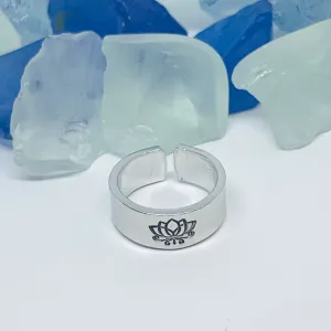 Lotus Flowers(s) Hand Stamped Toe Ring | July Birth Flower Ring | Om Minimalist Toe Ring | Mother Daughter Ring Set | BFFs Rings | Yoga Zen