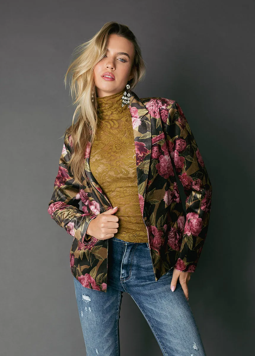 Louve Blazer in Bistre Floral