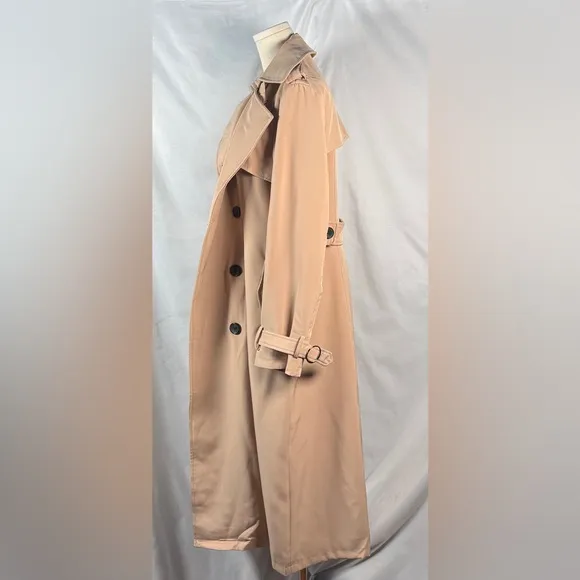 (M) DOUBLE BREASTED DUSTER TRENCH COAT Khaki