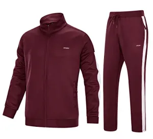 MAGNIVIT Warm Up Suits for Men Basketball Soccer Tracksuits 2 Piece Wine Red