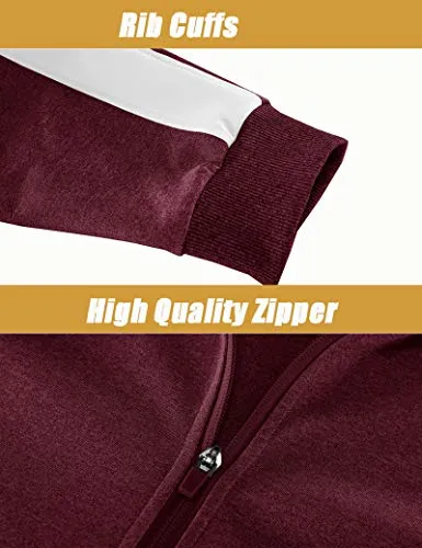 MAGNIVIT Warm Up Suits for Men Basketball Soccer Tracksuits 2 Piece Wine Red