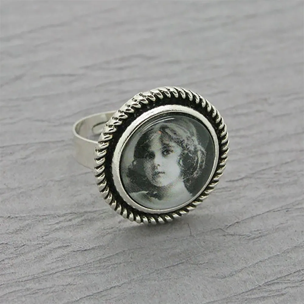 Makes 10 Round Silver Adjustable Photo Ring Kit 16mm Glass