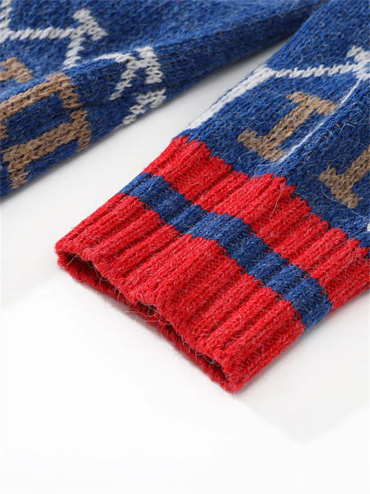 Male Loose Fit Color-blocked Button Up Sweater