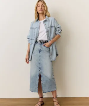 Marine Layer Fawn Denim Midi Skirt in Medium Wash