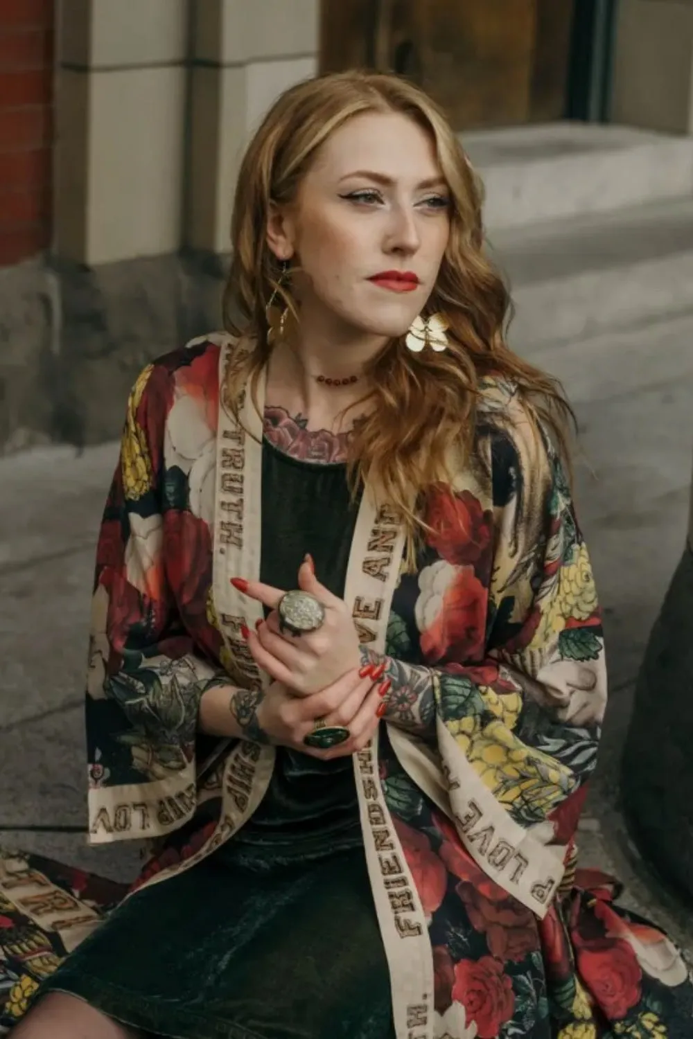 MARKET OF STARS FRIENDSHIP, LOVE   TRUTH LONG DUSTER WITH BELT