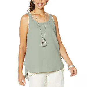 MarlaWynne WynneLayers Women's Crepe Georgette Shirttail Tank Top Blouse