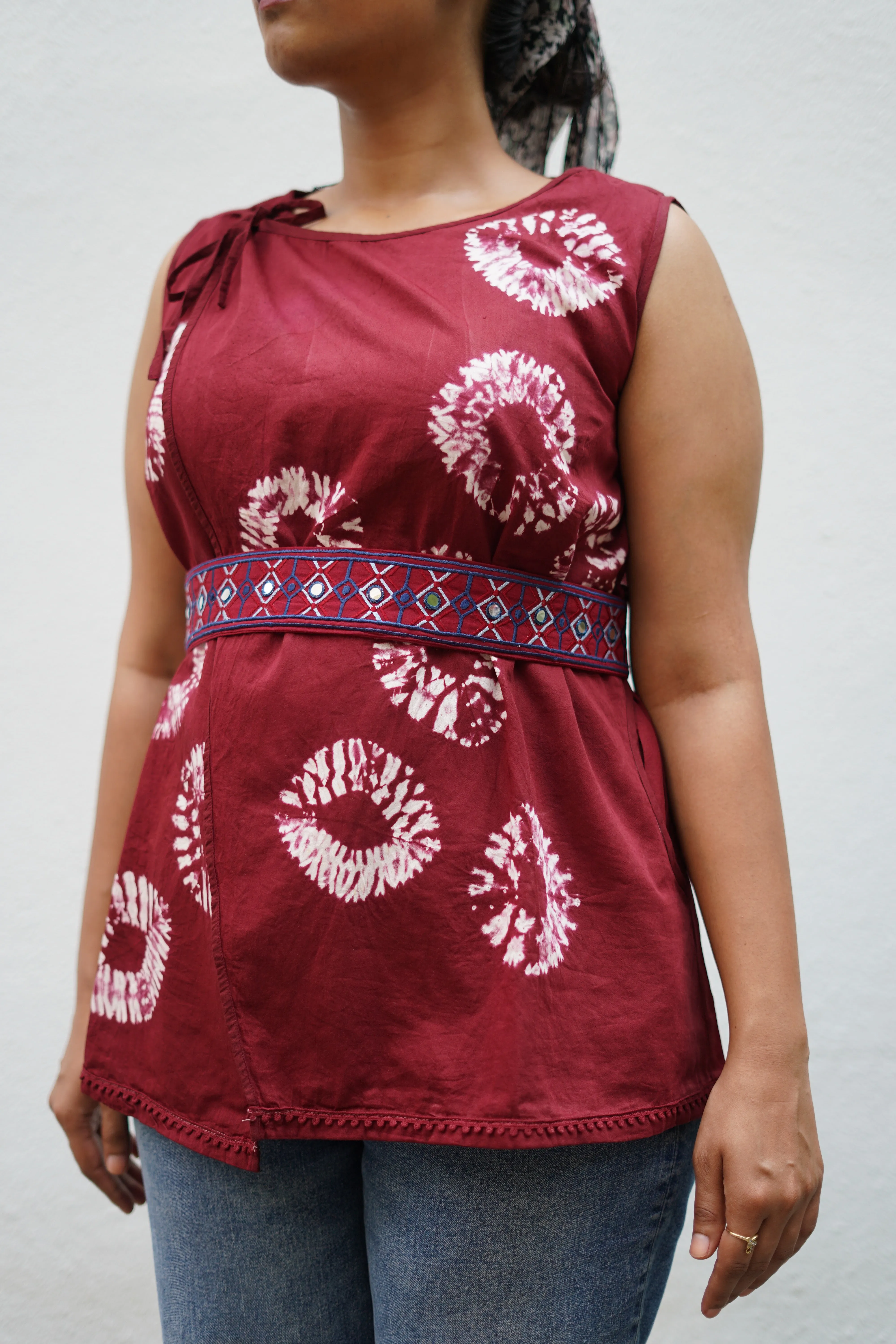 Maroon & Blue Embroidered Belt | Durga Pujo & Navratri Special Hasrat Gully Drop