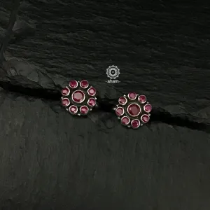 Maroon Stone Silver Toe Ring