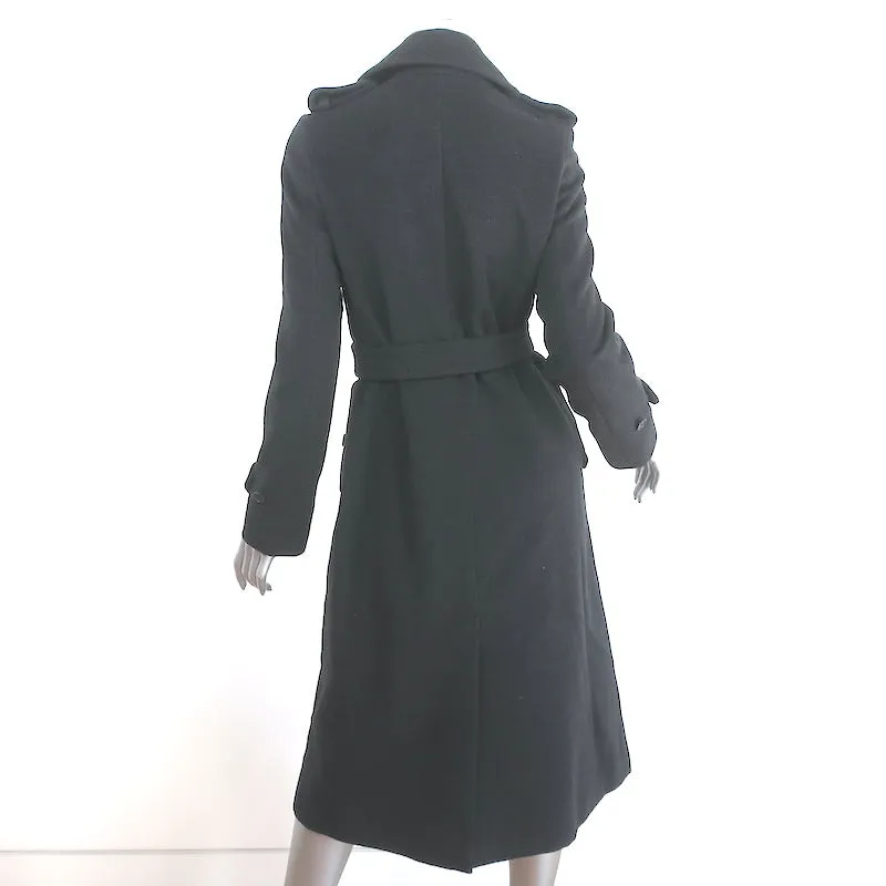 Max Mara Virgin Wool Trench Coat Charcoal Size 40 Double Breasted Jacket
