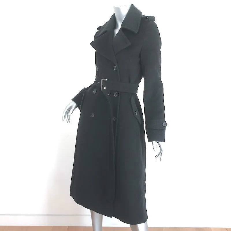 Max Mara Virgin Wool Trench Coat Charcoal Size 40 Double Breasted Jacket