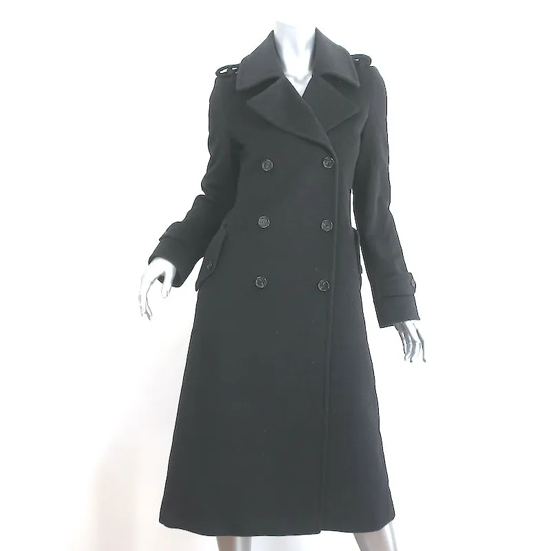 Max Mara Virgin Wool Trench Coat Charcoal Size 40 Double Breasted Jacket