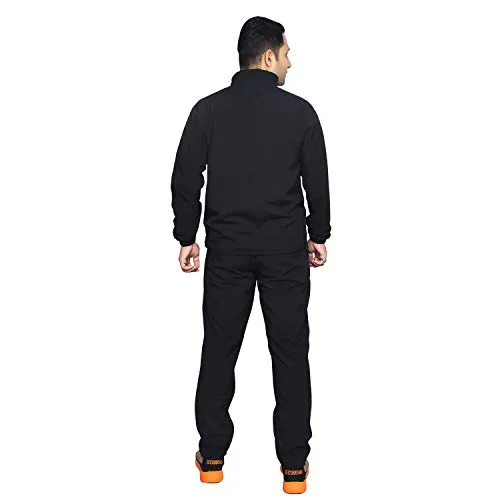Meddy Sports Track Suit for Men in - Solid Black, Collar Jacket, Full Sleeves, with Chain, Full Length Pant (Small)