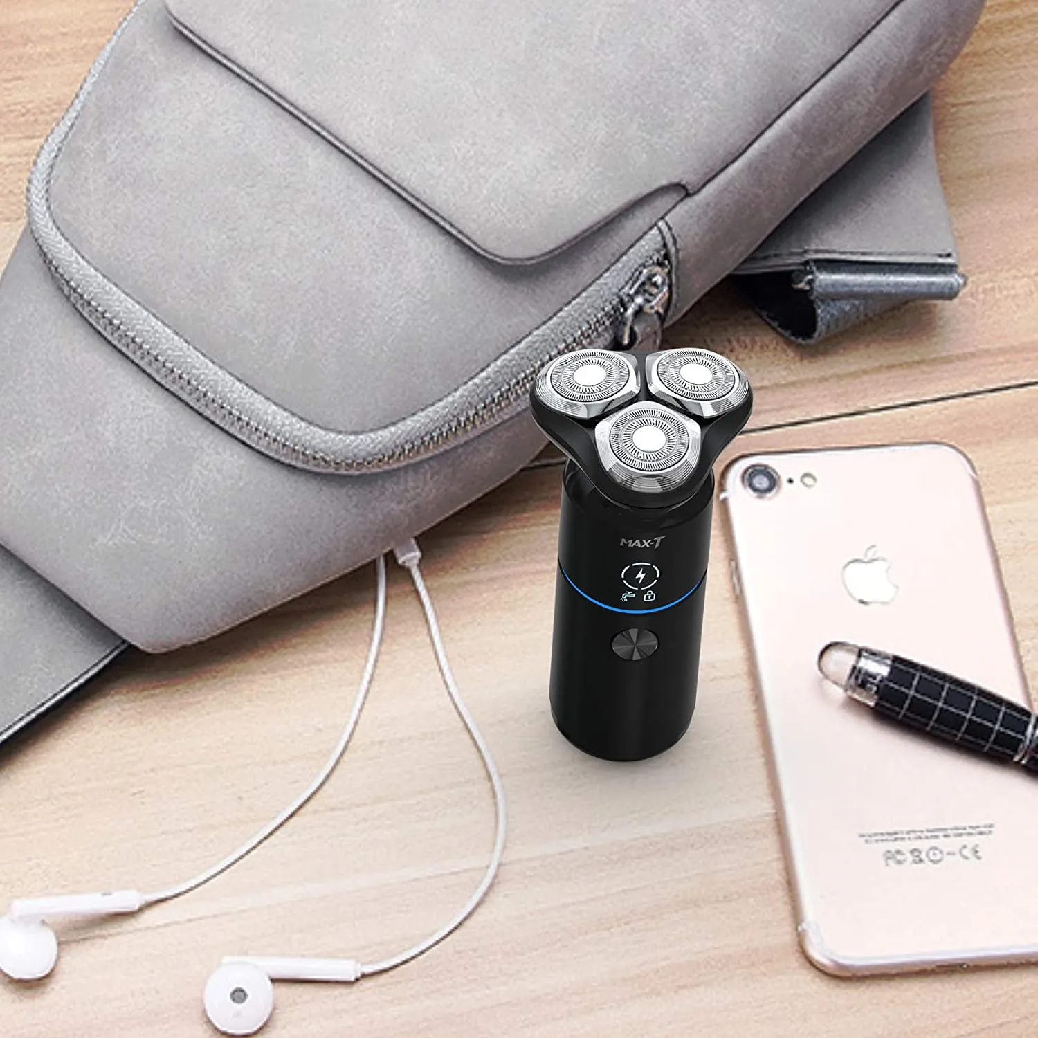Men Electric Razor, MAX-T Corded and Cordless Rechargeable Travel Rotary Shaver Razor for Men with IPX7 Waterproof