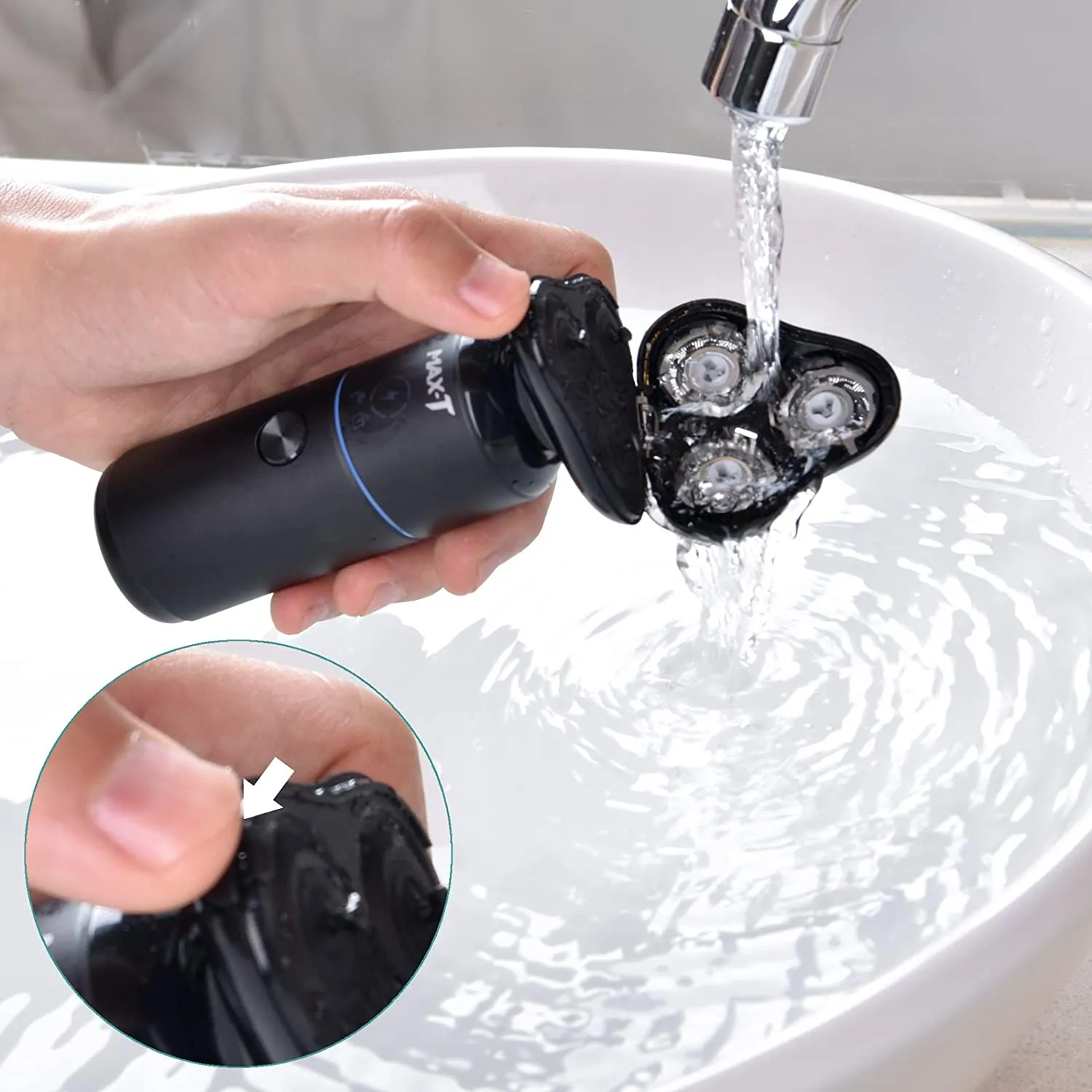 Men Electric Razor, MAX-T Corded and Cordless Rechargeable Travel Rotary Shaver Razor for Men with IPX7 Waterproof