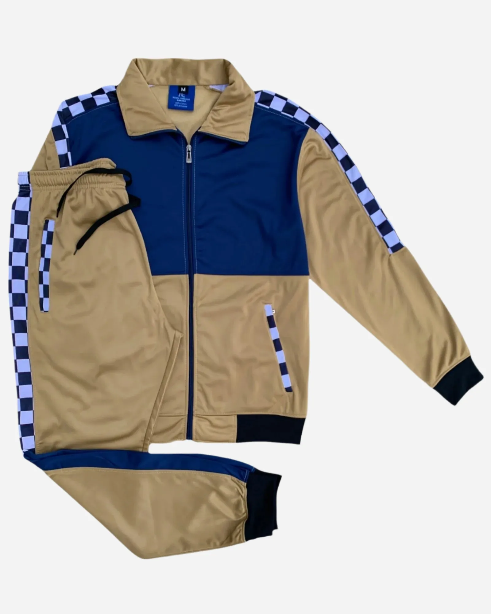 Men’s 2 piece Checker box Jogger style Jogging Suit Track Jacket & Track pants Matching Suit