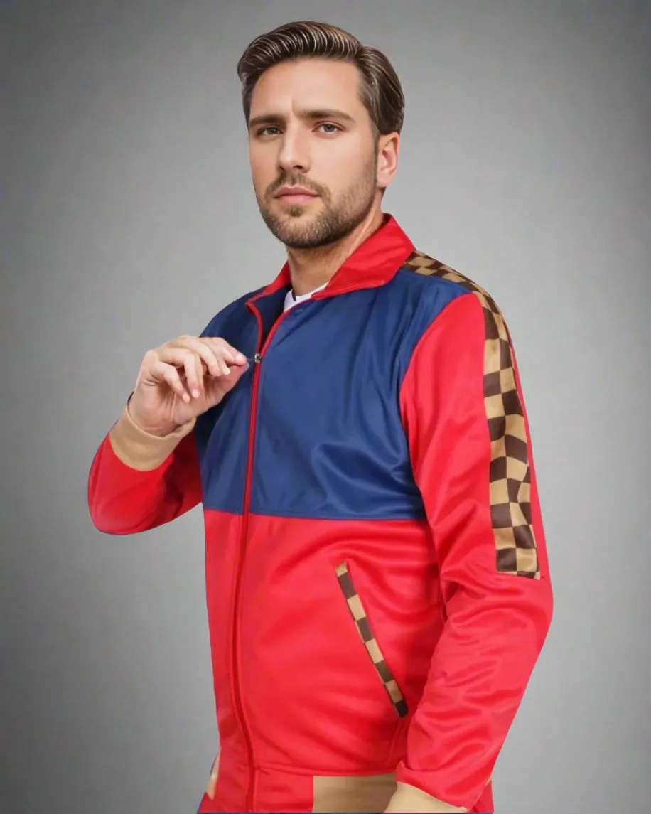 Men’s 2 piece Checker box Jogger style Jogging Suit Track Jacket & Track pants Matching Suit