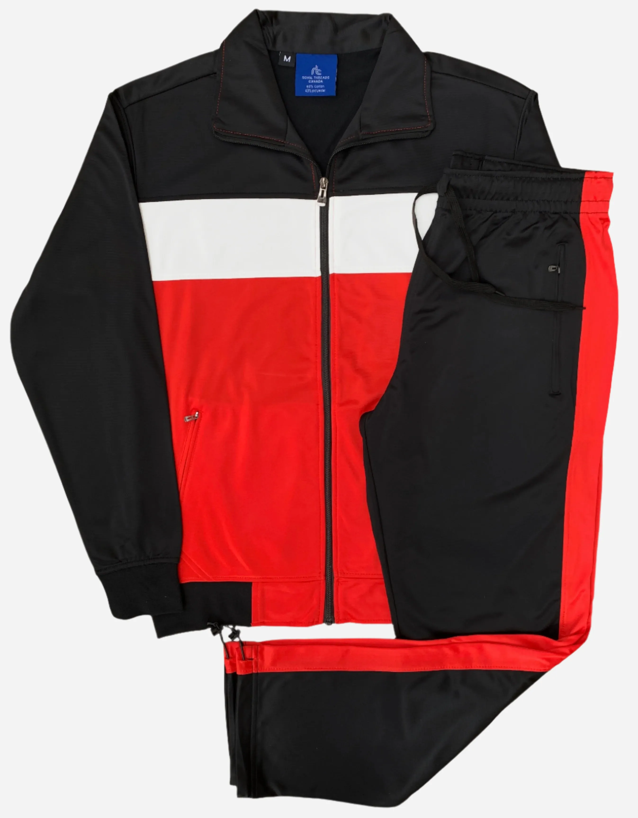 Men’s 2-Piece Tracksuit Traditional Coral Blocks Active Track Jacket and Track pants Outfit