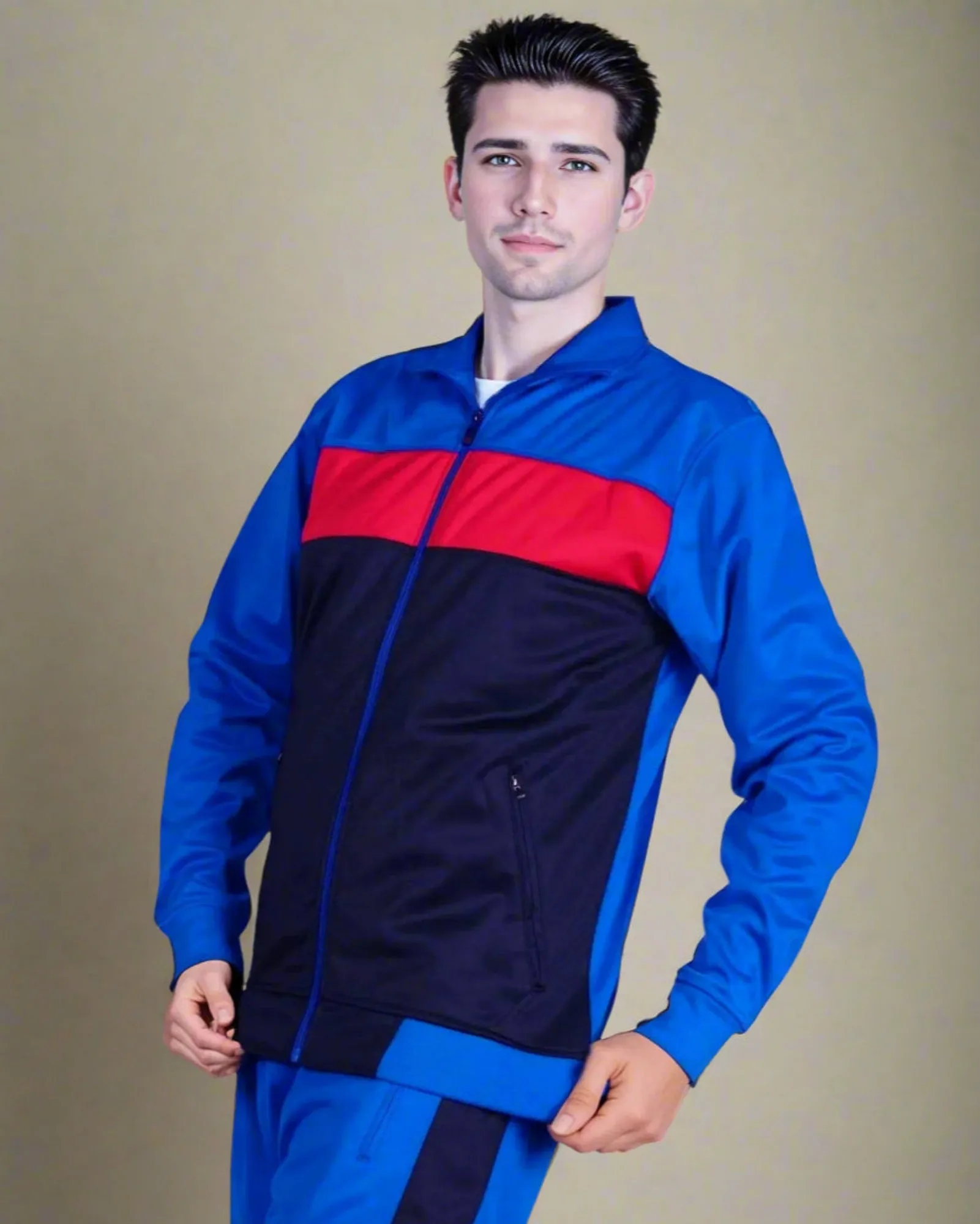 Men’s 2-Piece Tracksuit Traditional Coral Blocks Active Track Jacket and Track pants Outfit