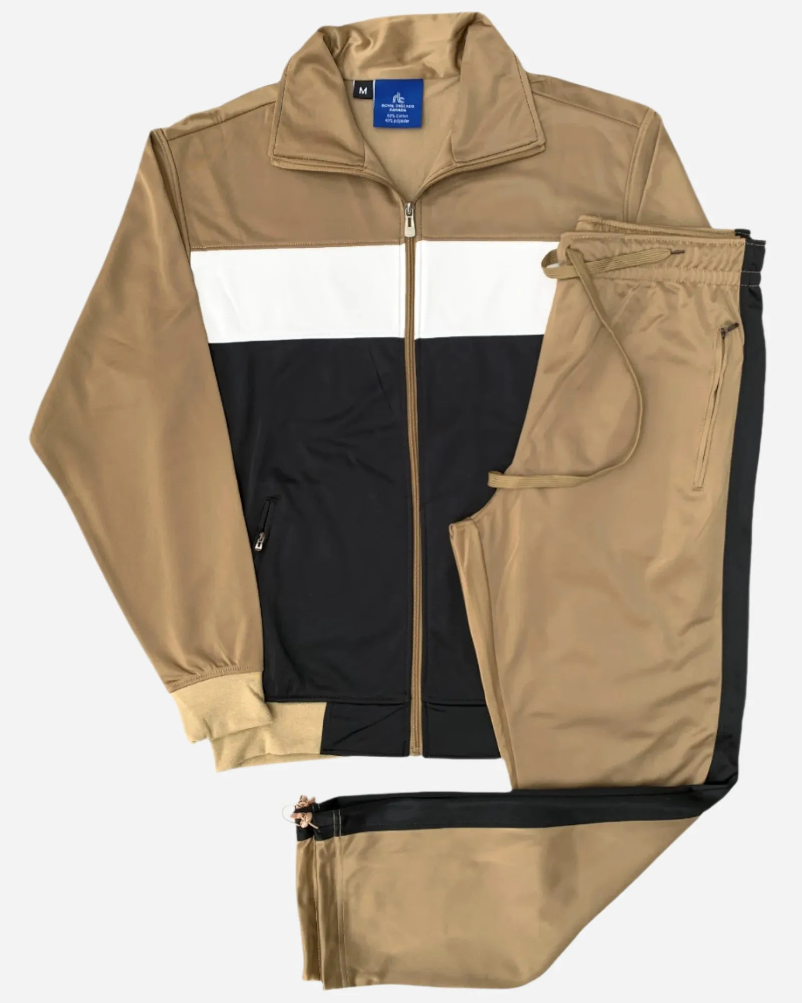 Men’s 2-Piece Tracksuit Traditional Coral Blocks Active Track Jacket and Track pants Outfit