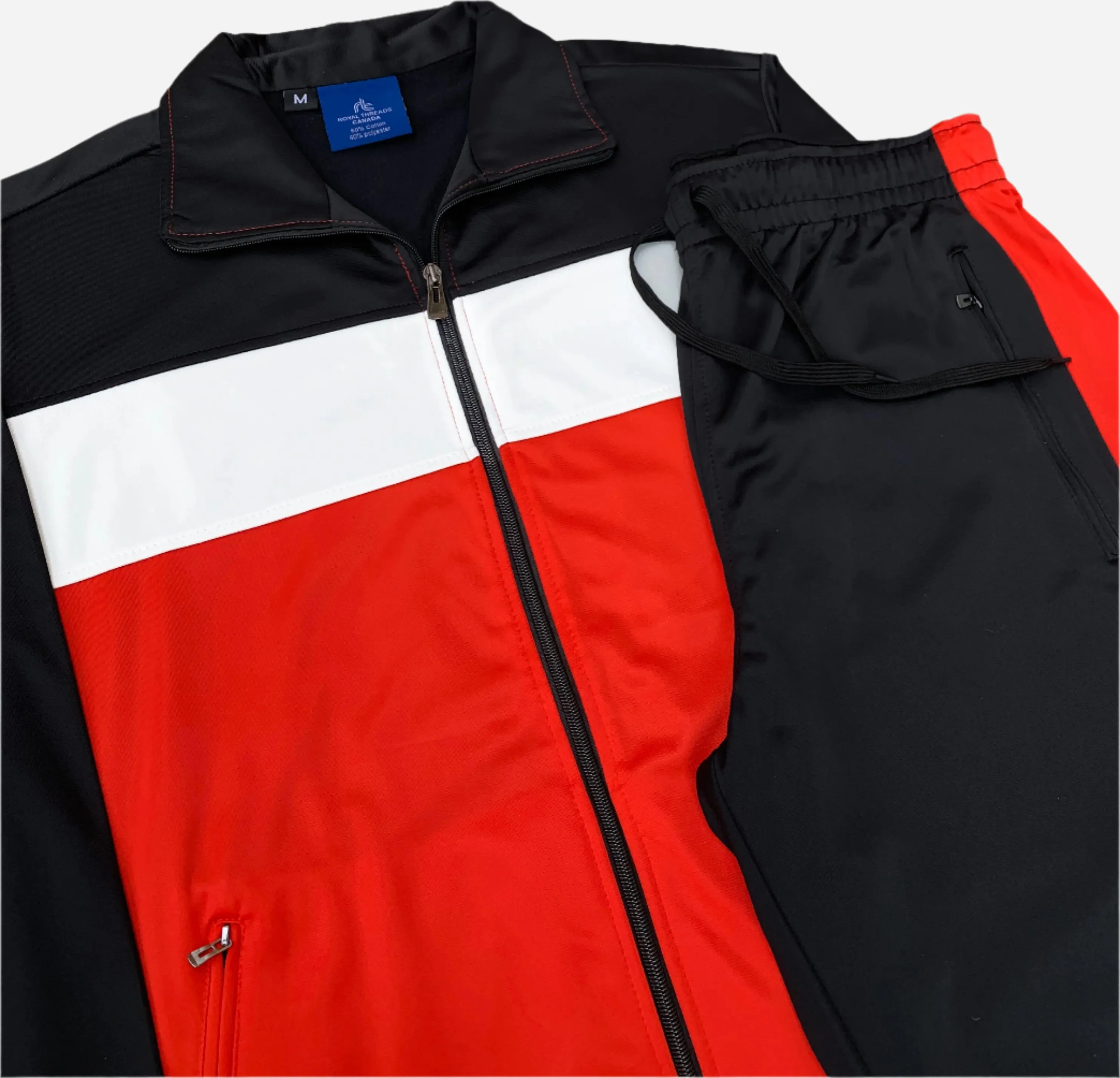 Men’s 2-Piece Tracksuit Traditional Coral Blocks Active Track Jacket and Track pants Outfit