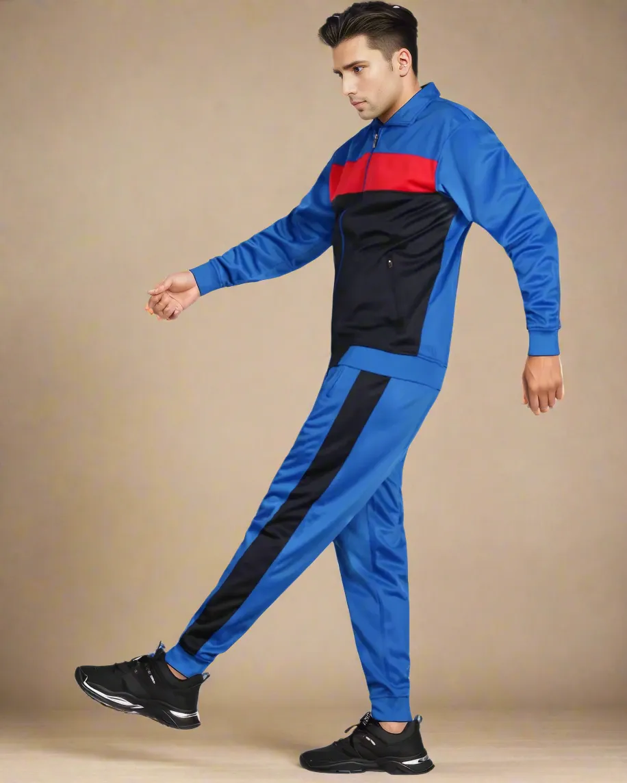 Men’s 2-Piece Tracksuit Traditional Coral Blocks Active Track Jacket and Track pants Outfits