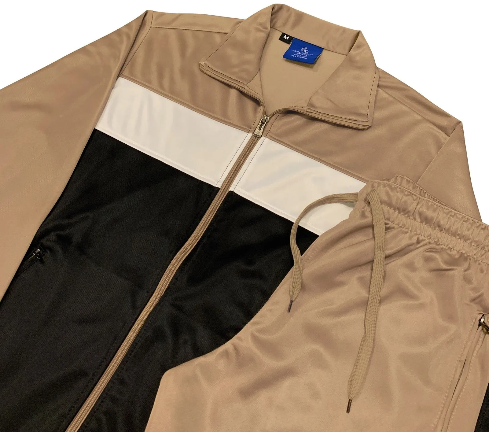 Men’s 2-Piece Tracksuit Traditional Coral Blocks Active Track Jacket and Track pants Outfits