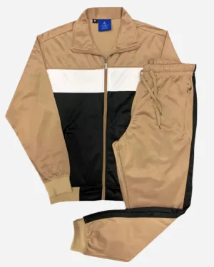 Men’s 2-Piece Tracksuit Traditional Coral Blocks Active Track Jacket and Track pants Outfits