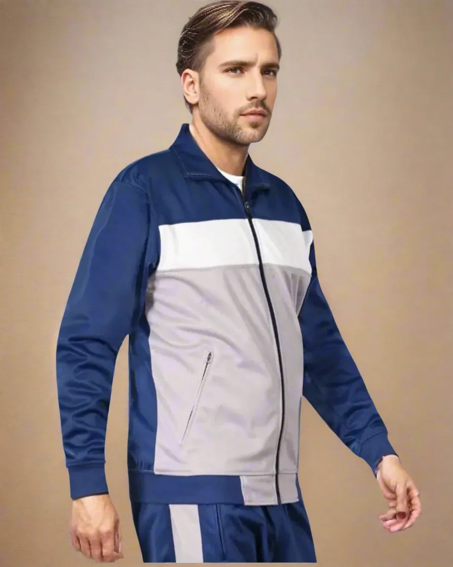 Men’s 2-Piece Tracksuit Traditional Coral Blocks Active Track Jacket and Track pants Outfits