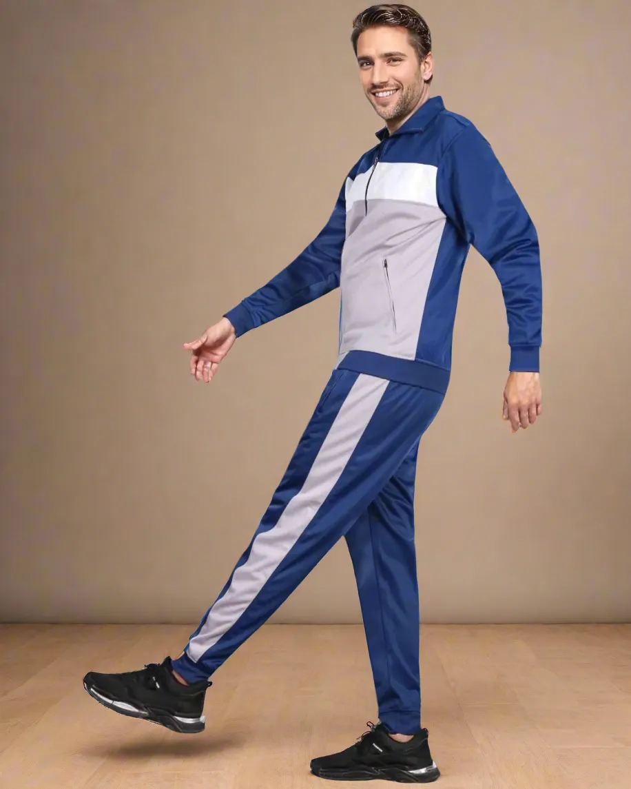Men’s 2-Piece Tracksuit Traditional Coral Blocks Active Track Jacket and Track pants Outfits