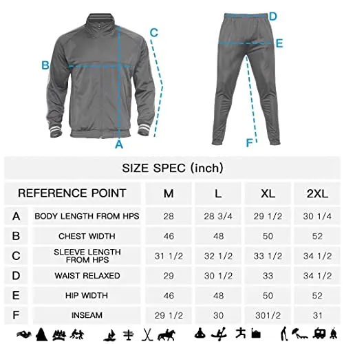 Mens Athletic 2 Piece Tracksuit Sets Casual Jogging Suits Full Zip Sports Set Stand-up collar Sweatsuit fo Men GrayM