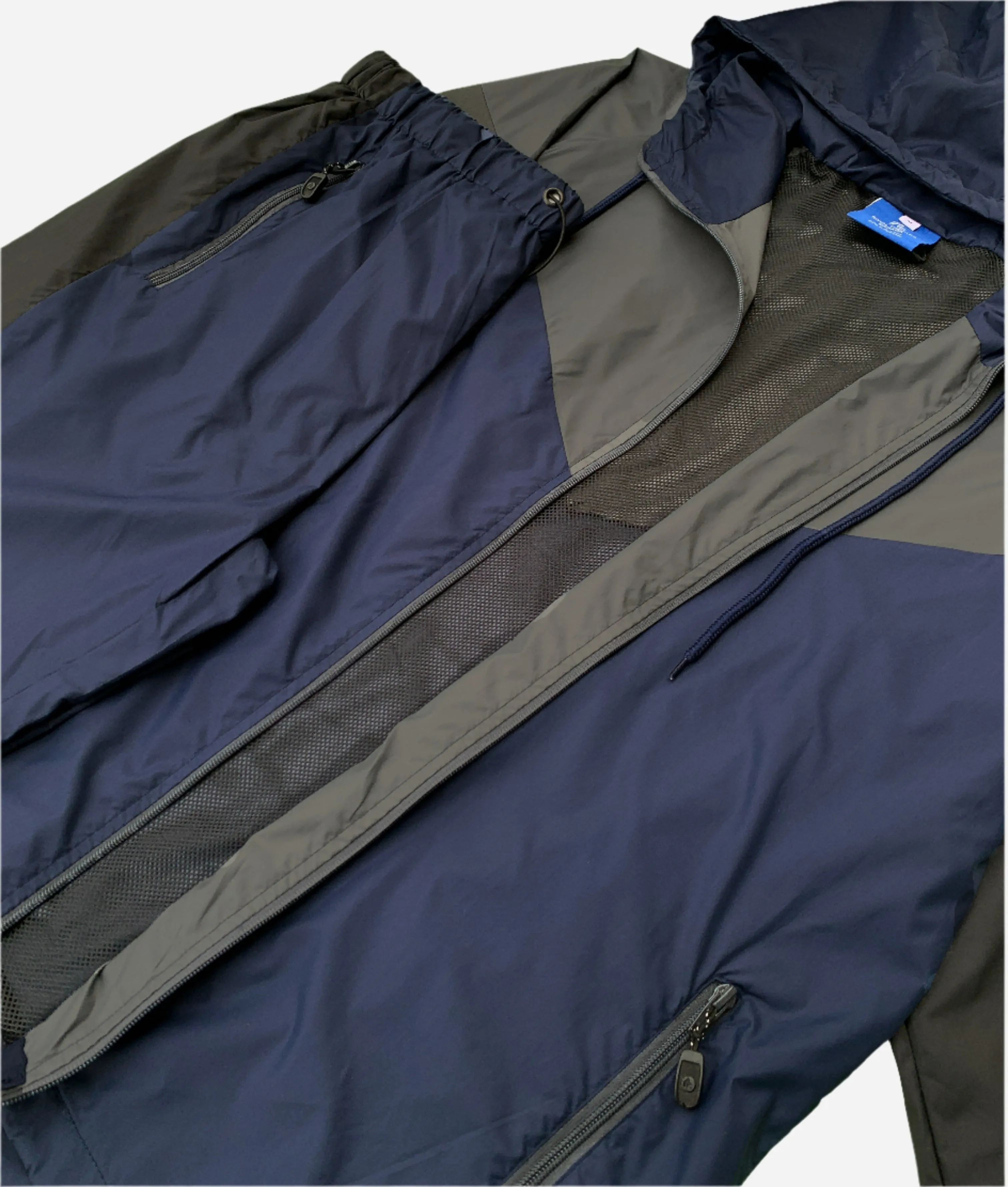 Men’s Colorful Hooded Windbreaker Sweatsuit Meshed Lined Nylon Water Repellent GYM Outfit
