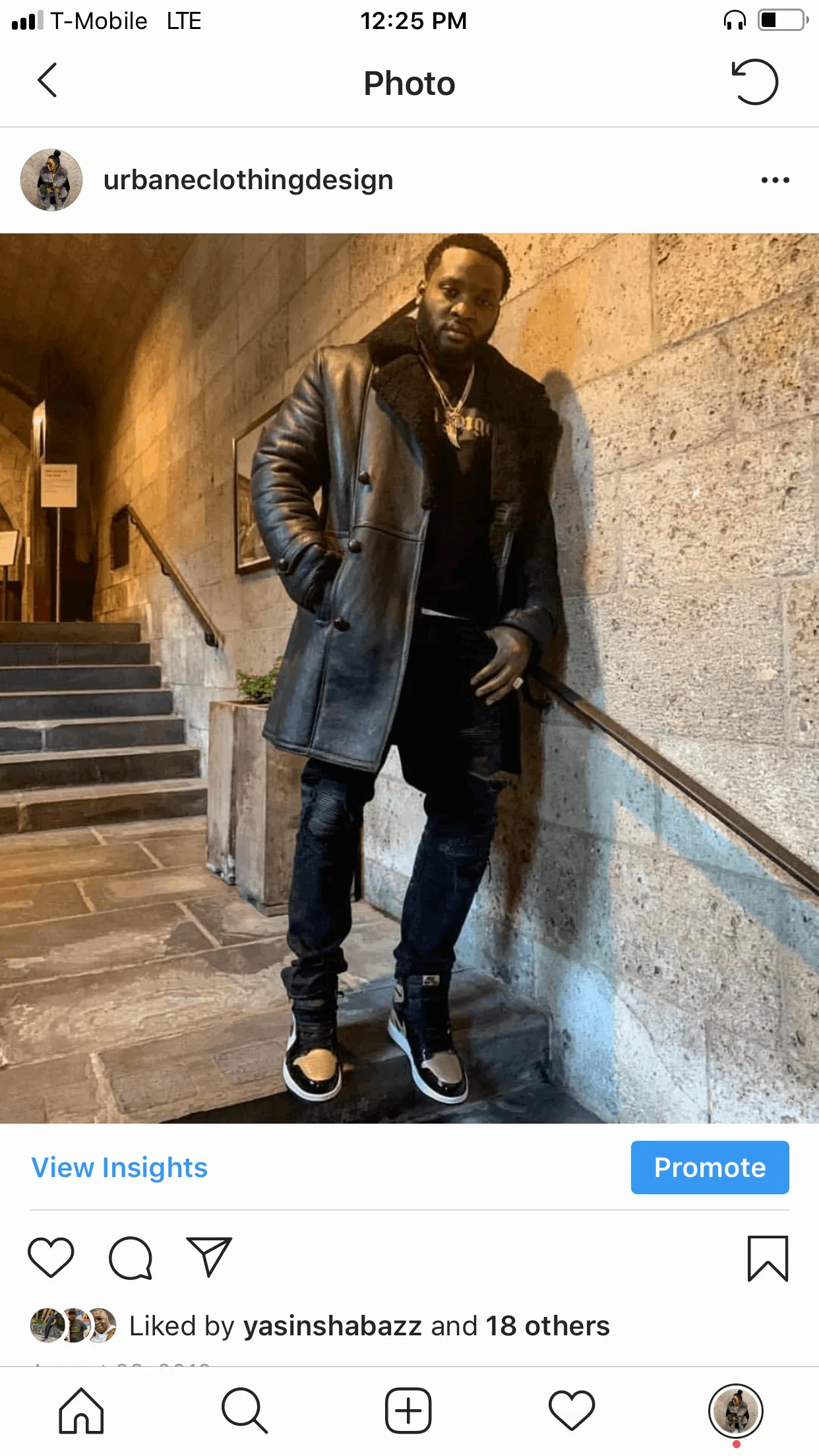 Men's Custom Made Black Double Breasted Shearling