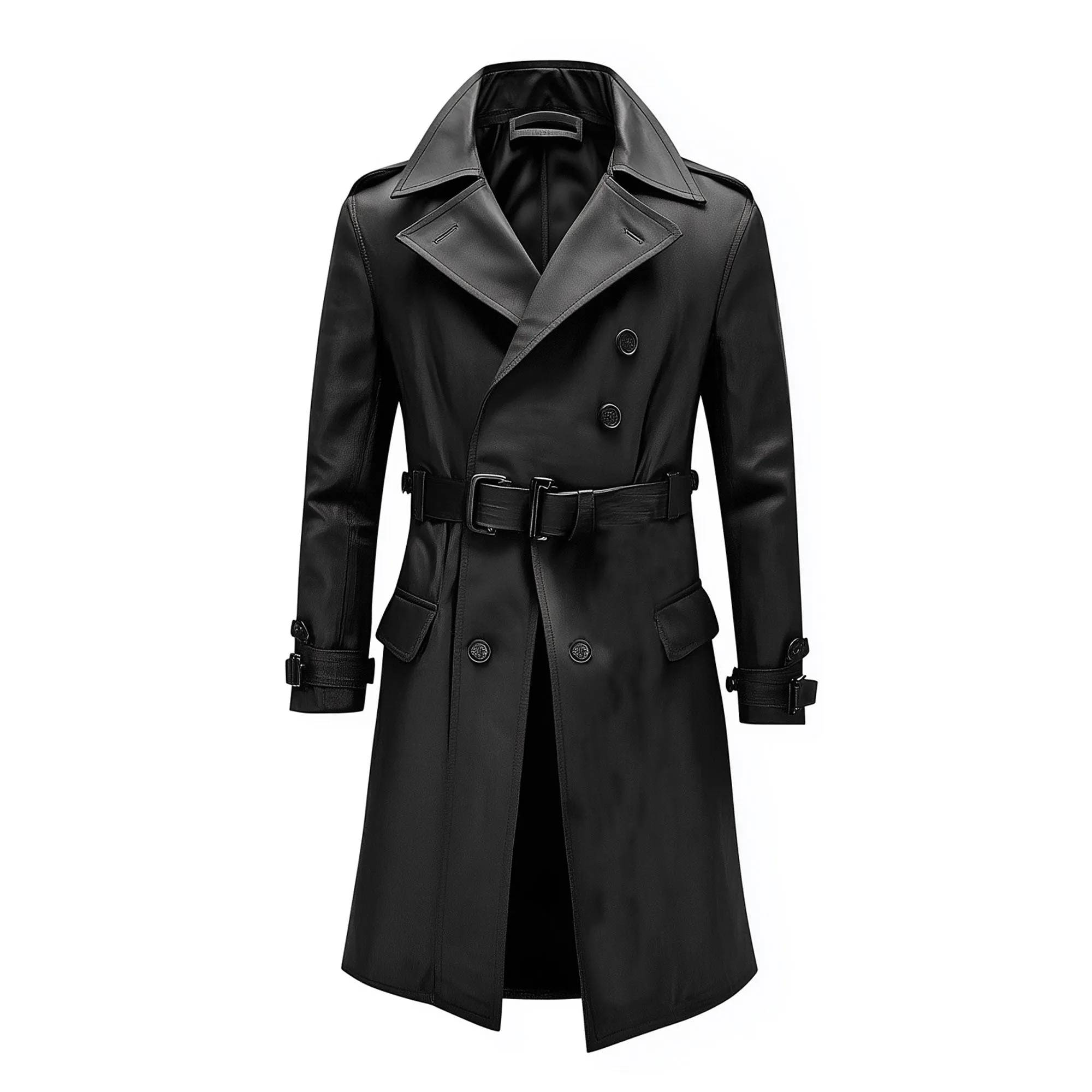 Mens Mini Trench Coat Black Trench Coats Single Breasted Jacket Storm Flap Lepal Collar Multipockets Water Resistant Jackets For Men