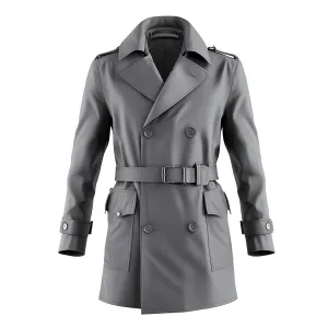 Mens Mini Trench Coat Grey Trench Coats Single Breasted Jacket Storm Flap Lepal Collar Multipockets Water Resistant Jackets For Men