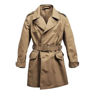 Mens Mini Trench Coat Natural Knee Length Trench Coats Double Breasted Jacket Storm Flap Lepal Collar Multipockets Water Resistant Jackets For Men